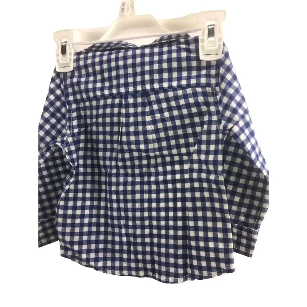 NWT Cat & Jack Boys' Blue Gingham Plaid Button Down Top Baby Size 12 Months - Picture 7 of 7